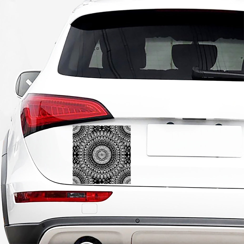 Black And White Mandala Print Car Sticker
