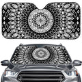 Black And White Mandala Print Car Windshield Sun Shade
