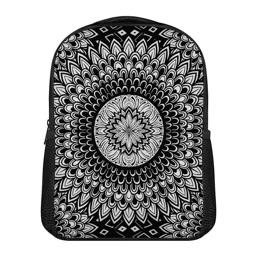 Black And White Mandala Print Casual Backpack
