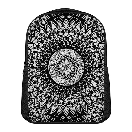 Black And White Mandala Print Casual Backpack