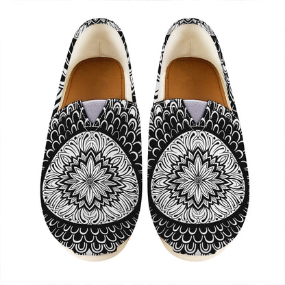 Black And White Mandala Print Casual Shoes