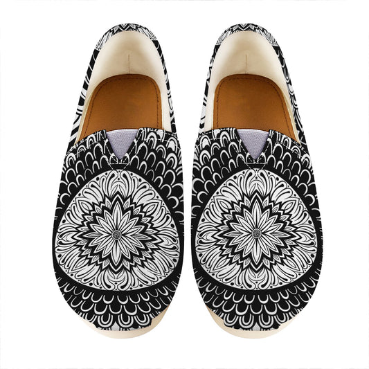 Black And White Mandala Print Casual Shoes