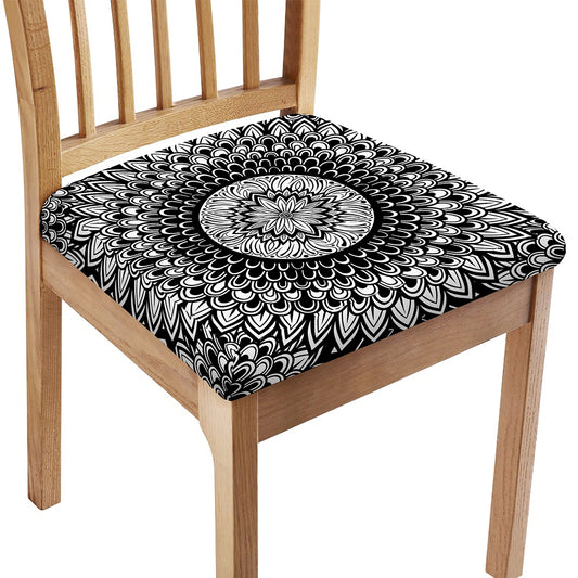 Black And White Mandala Print Chair Cushion Cover