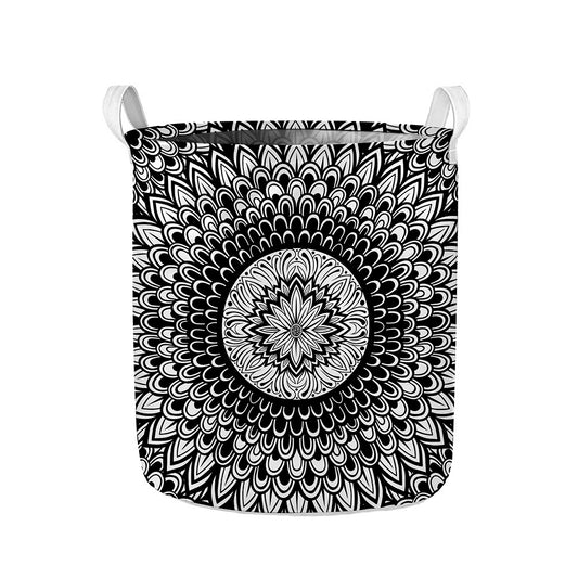 Black And White Mandala Print Collapsible Laundry Basket