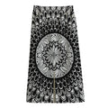 Black And White Mandala Print Cotton Front Slit Maxi Skirt