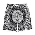 Black And White Mandala Print Cotton Shorts