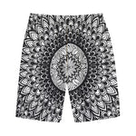 Black And White Mandala Print Cotton Shorts