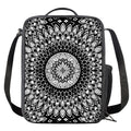 Black And White Mandala Print Crossbody Lunch Bag