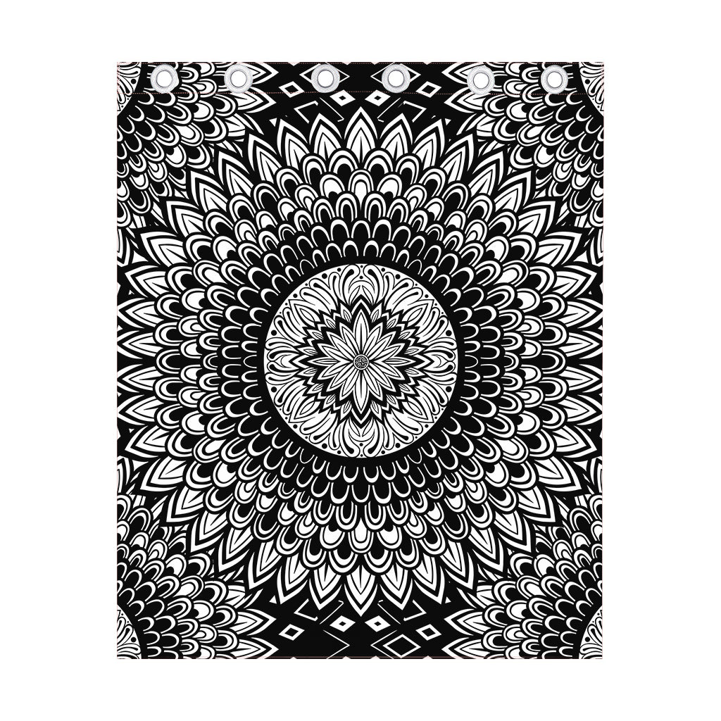 Black And White Mandala Print Curtain