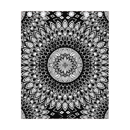 Black And White Mandala Print Curtain