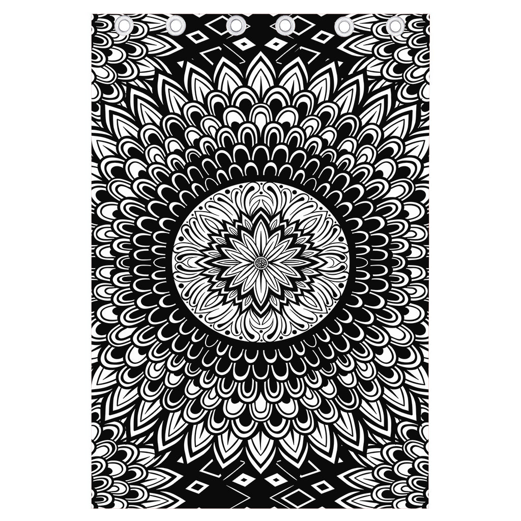 Black And White Mandala Print Curtain