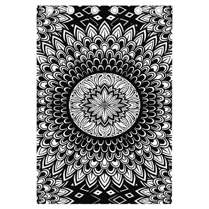Black And White Mandala Print Curtain