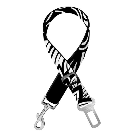 Black And White Mandala Print Dog Seat Belt