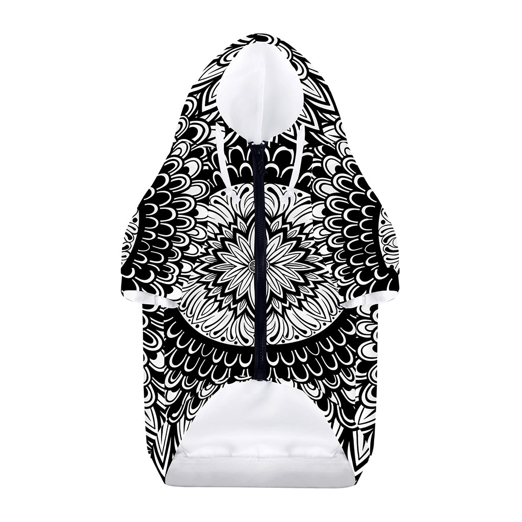 Black And White Mandala Print Dog Zip Up Hoodie