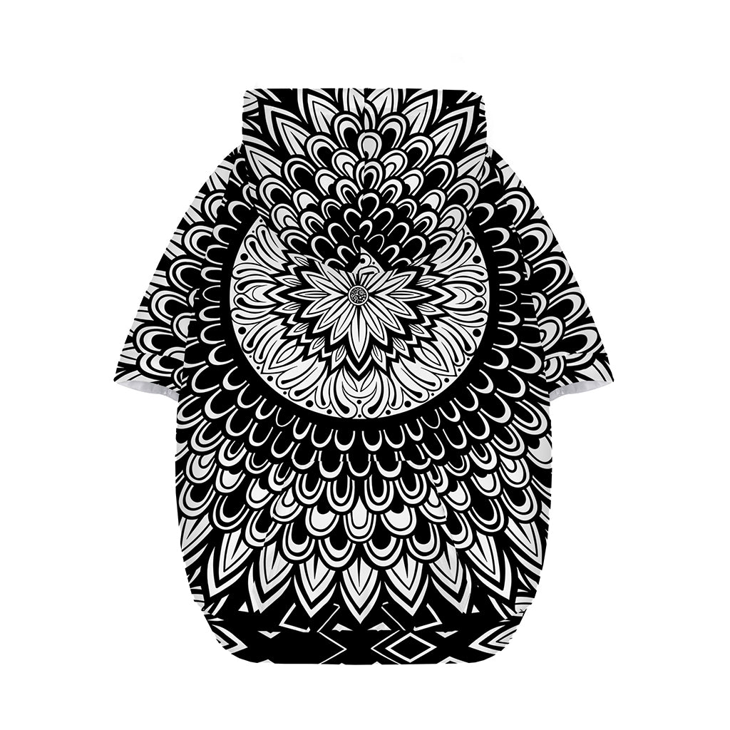 Black And White Mandala Print Dog Zip Up Hoodie
