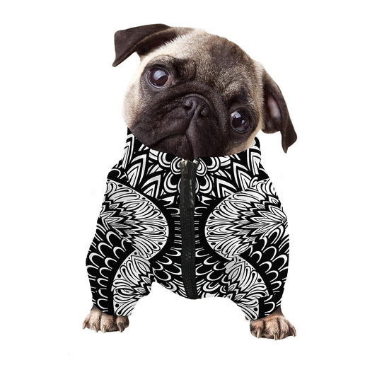 Black And White Mandala Print Dog Zip Up Jacket