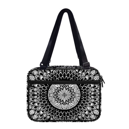 Black And White Mandala Print Double Strap Bible Bag