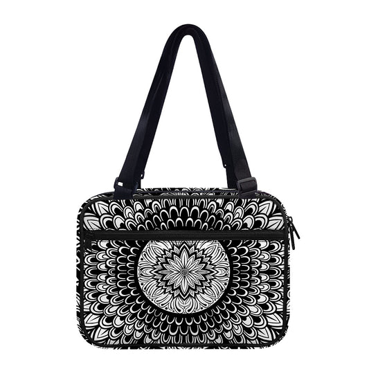 Black And White Mandala Print Double Strap Bible Bag