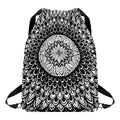 Black And White Mandala Print Drawstring Backpack