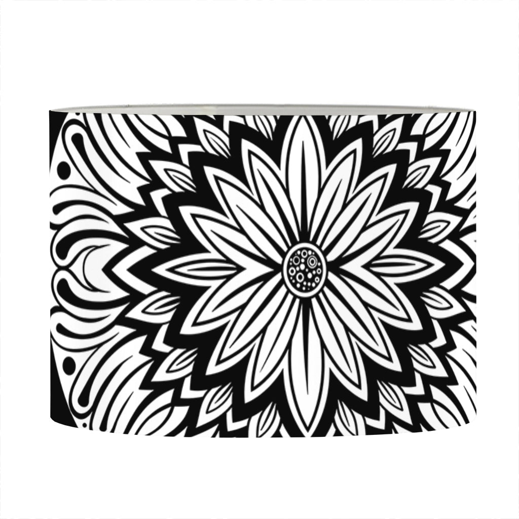 Black And White Mandala Print Drum Lamp Shade
