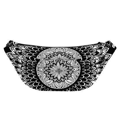 Black And White Mandala Print Fanny Pack