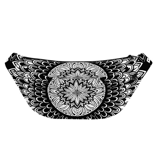 Black And White Mandala Print Fanny Pack