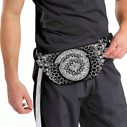 Black And White Mandala Print Fanny Pack