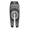 Black And White Mandala Print Fleece Lined Knit Pants