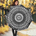 Black And White Mandala Print Foldable Umbrella