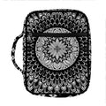 Black And White Mandala Print Front Pocket Bible Bag
