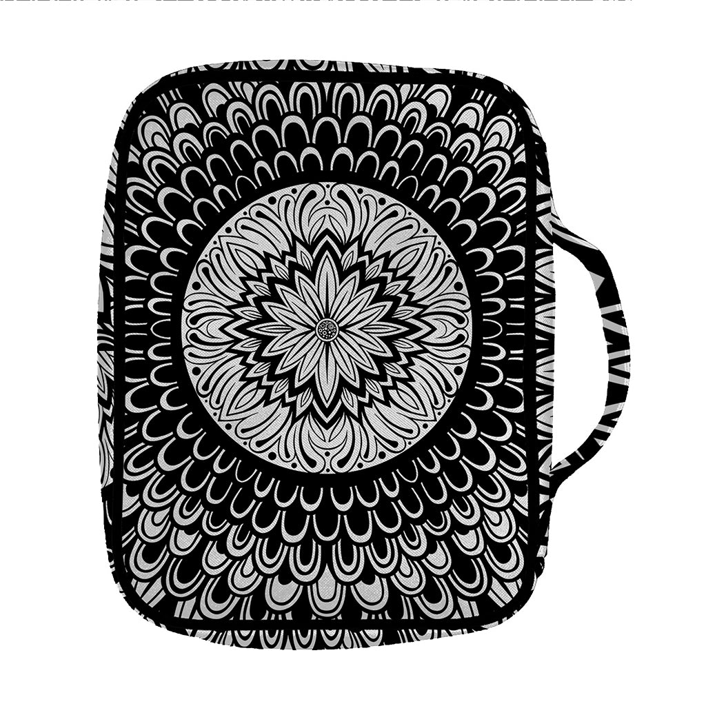 Black And White Mandala Print Front Pocket Bible Bag