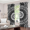 Black And White Mandala Print Grommet Curtains