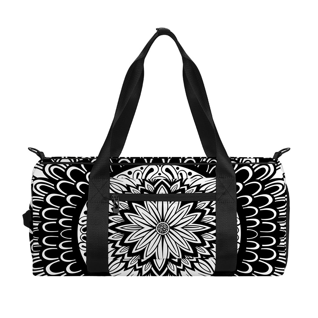 Black And White Mandala Print Gym Bag