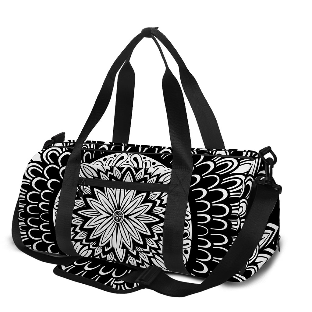 Black And White Mandala Print Gym Bag