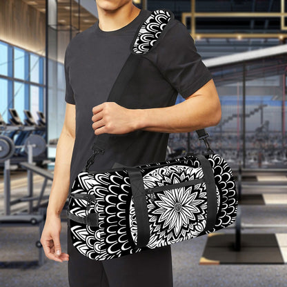 Black And White Mandala Print Gym Bag