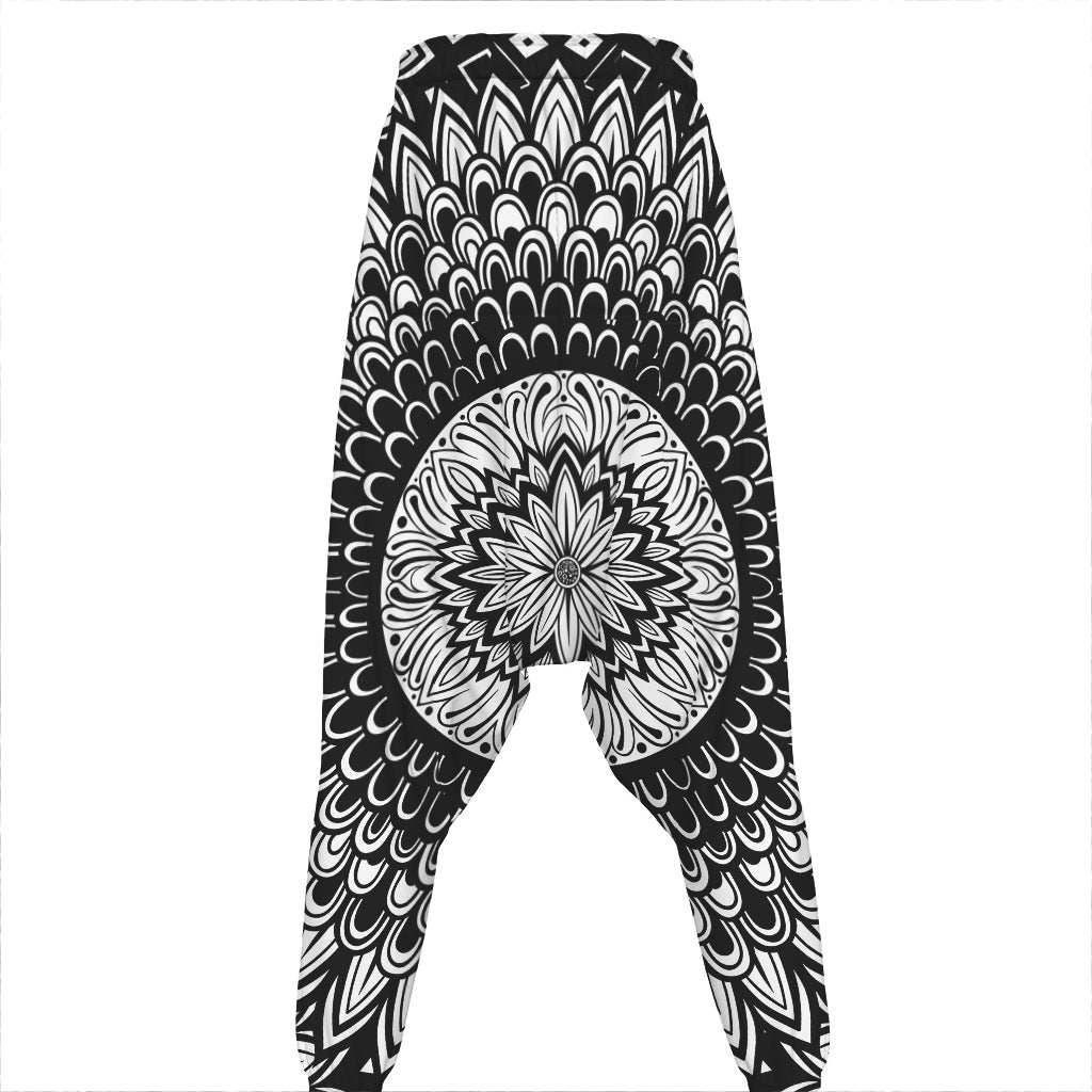 Black And White Mandala Print Hammer Pants