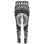 Black And White Mandala Print High-Waisted Pocket Leggings