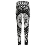 Black And White Mandala Print High-Waisted Pocket Leggings