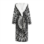 Black And White Mandala Print Hooded Bathrobe