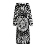 Black And White Mandala Print Hooded Bathrobe