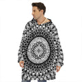 Black And White Mandala Print Hoodie Blanket