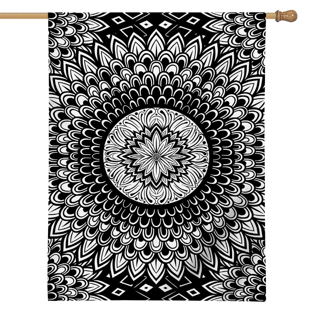 Black And White Mandala Print House Flag