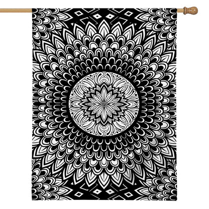 Black And White Mandala Print House Flag