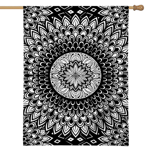 Black And White Mandala Print House Flag