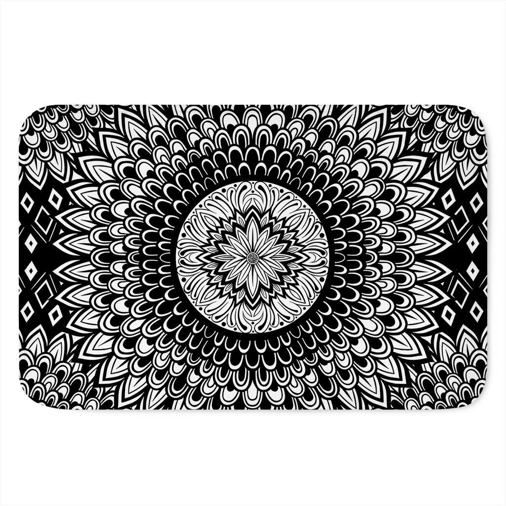 Black And White Mandala Print Indoor Door Mat