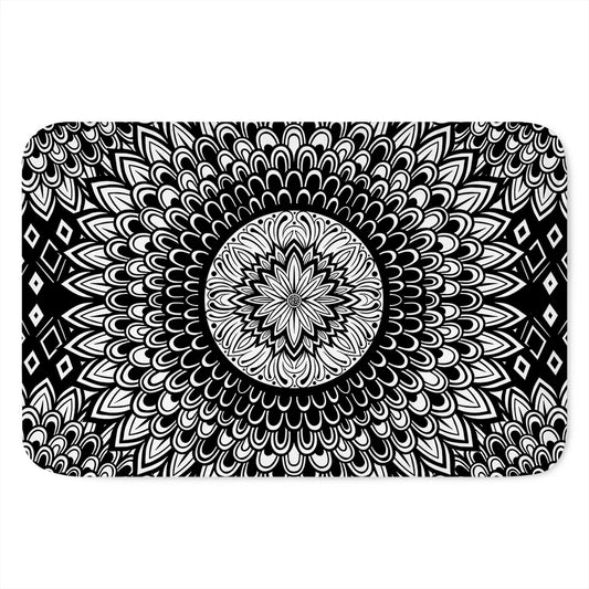 Black And White Mandala Print Indoor Door Mat