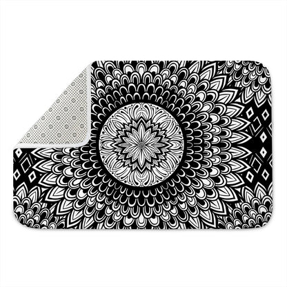 Black And White Mandala Print Indoor Door Mat