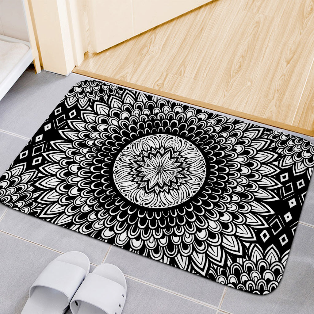 Black And White Mandala Print Indoor Door Mat
