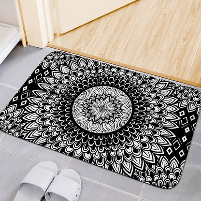 Black And White Mandala Print Indoor Door Mat