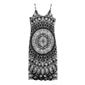 Black And White Mandala Print Jersey Midi Cami Dress